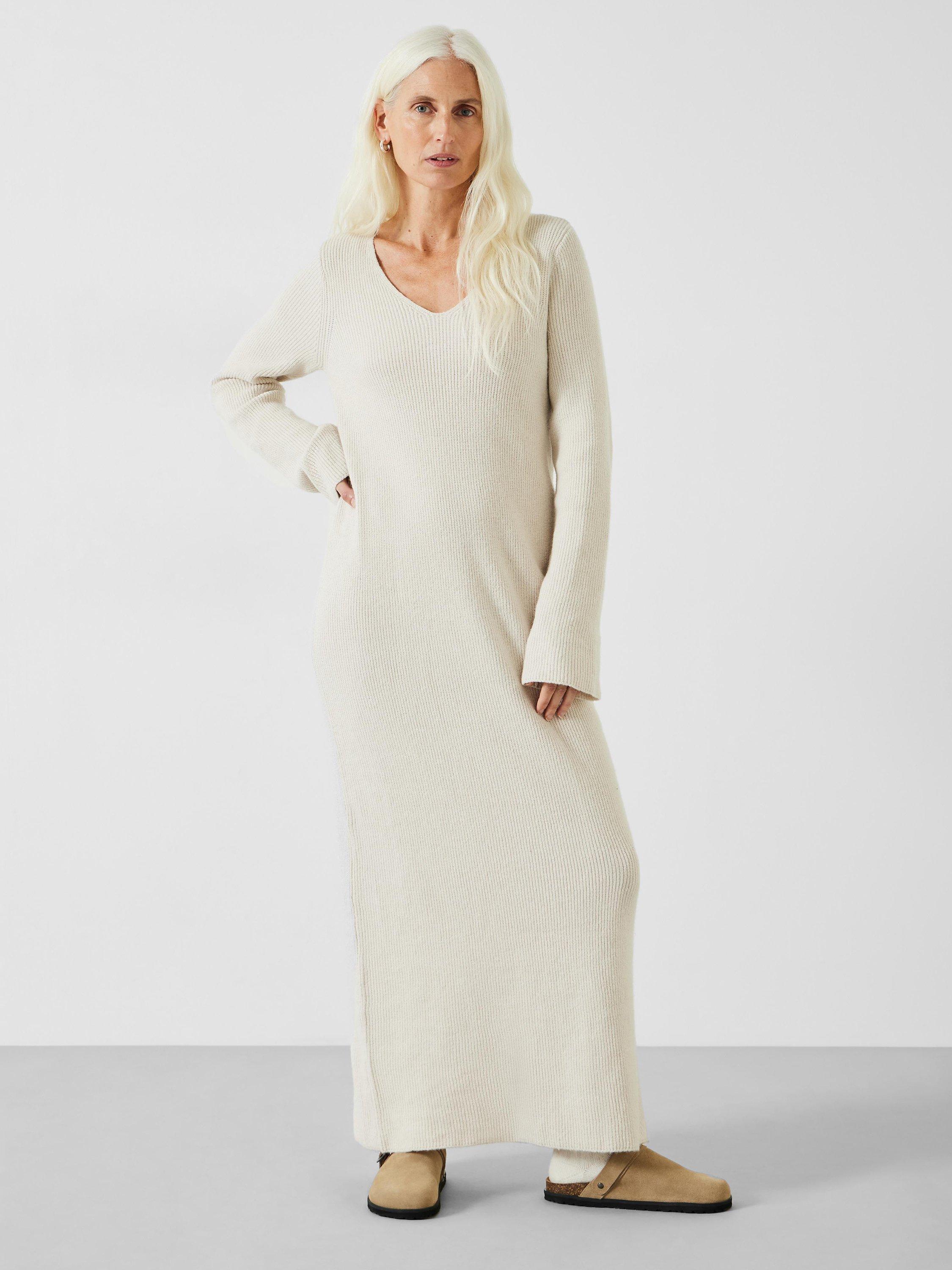 HUSH Uralla Rib Knit Maxi Dress, Off White