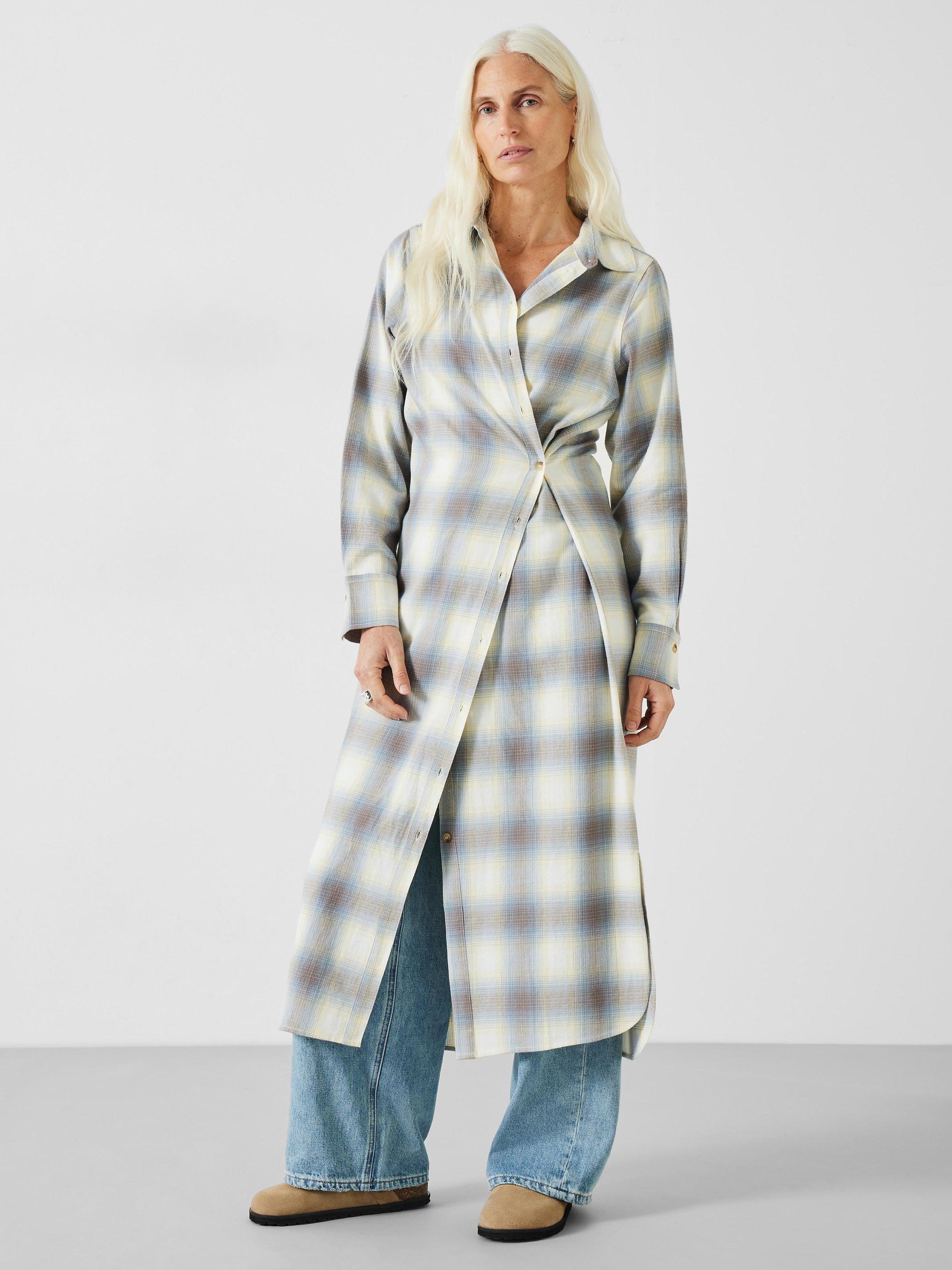 Product image 2 of 6, which shows HUSH Aida Check Midi Shirt Dress, Multi, 6