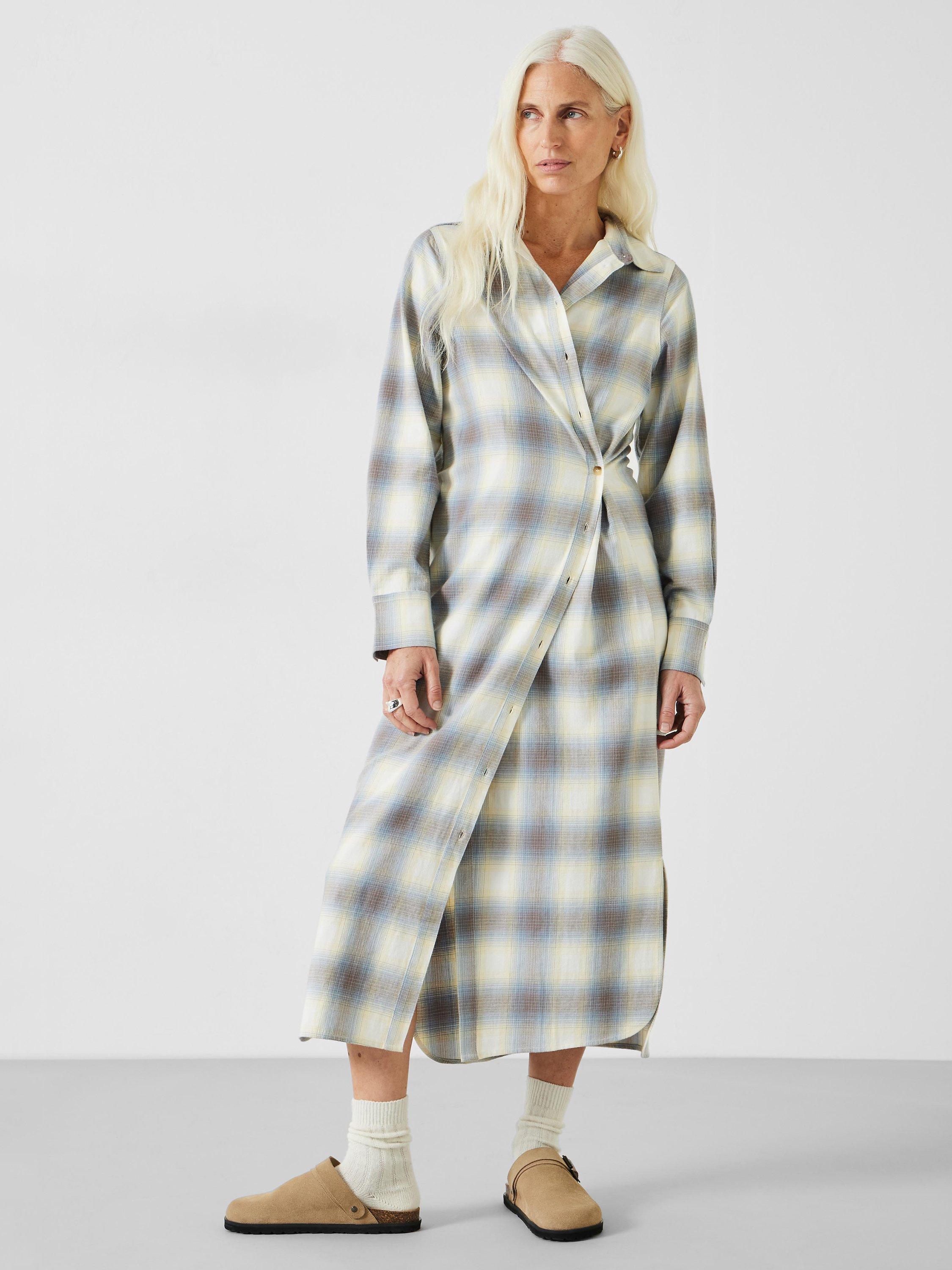 Product image 3 of 6, which shows HUSH Aida Check Midi Shirt Dress, Multi, 6