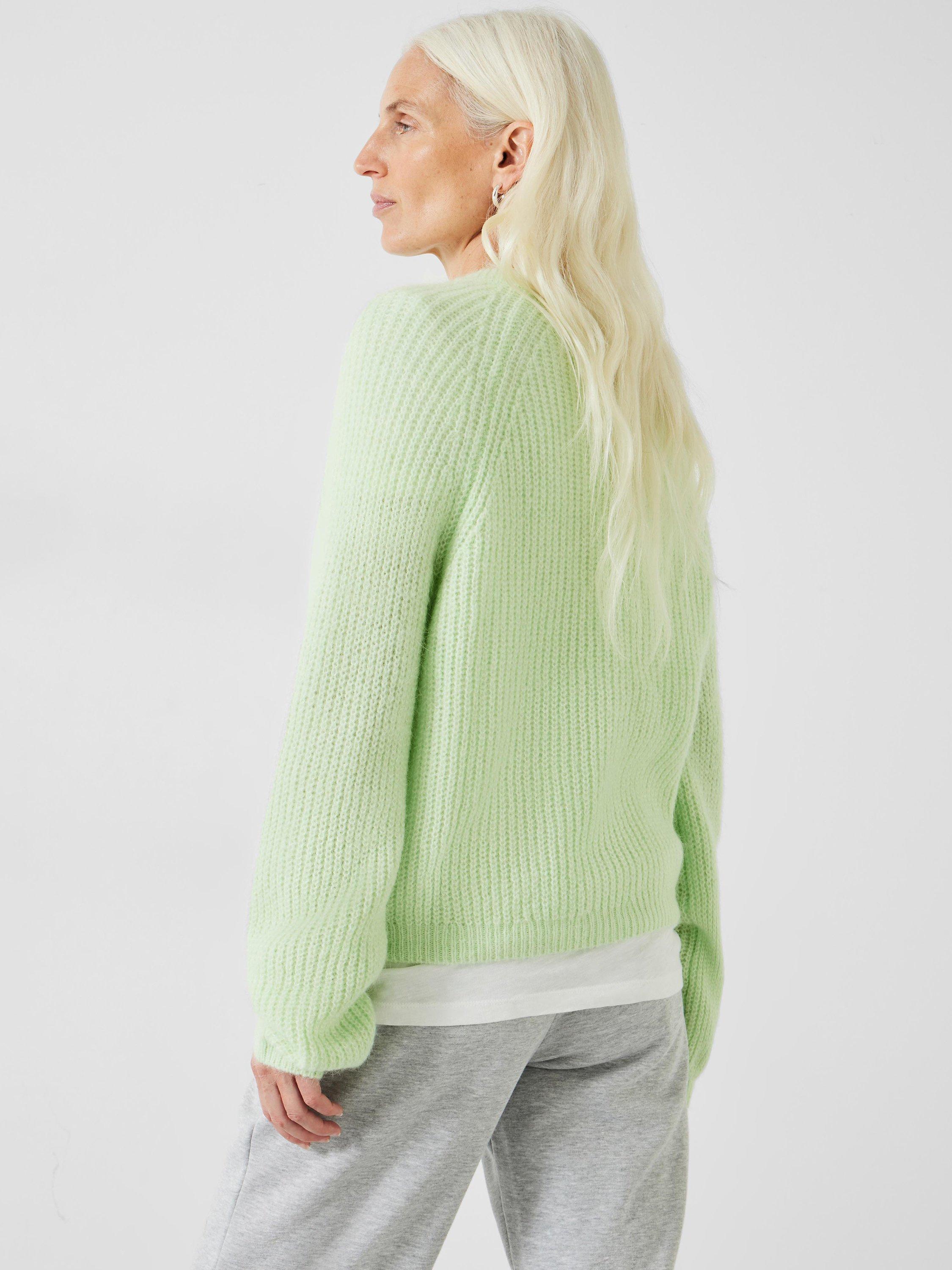 Product image 3 of 5, which shows HUSH Blayney Fluffy Wool Blend Knitted Jumper, Soft Green, XL
