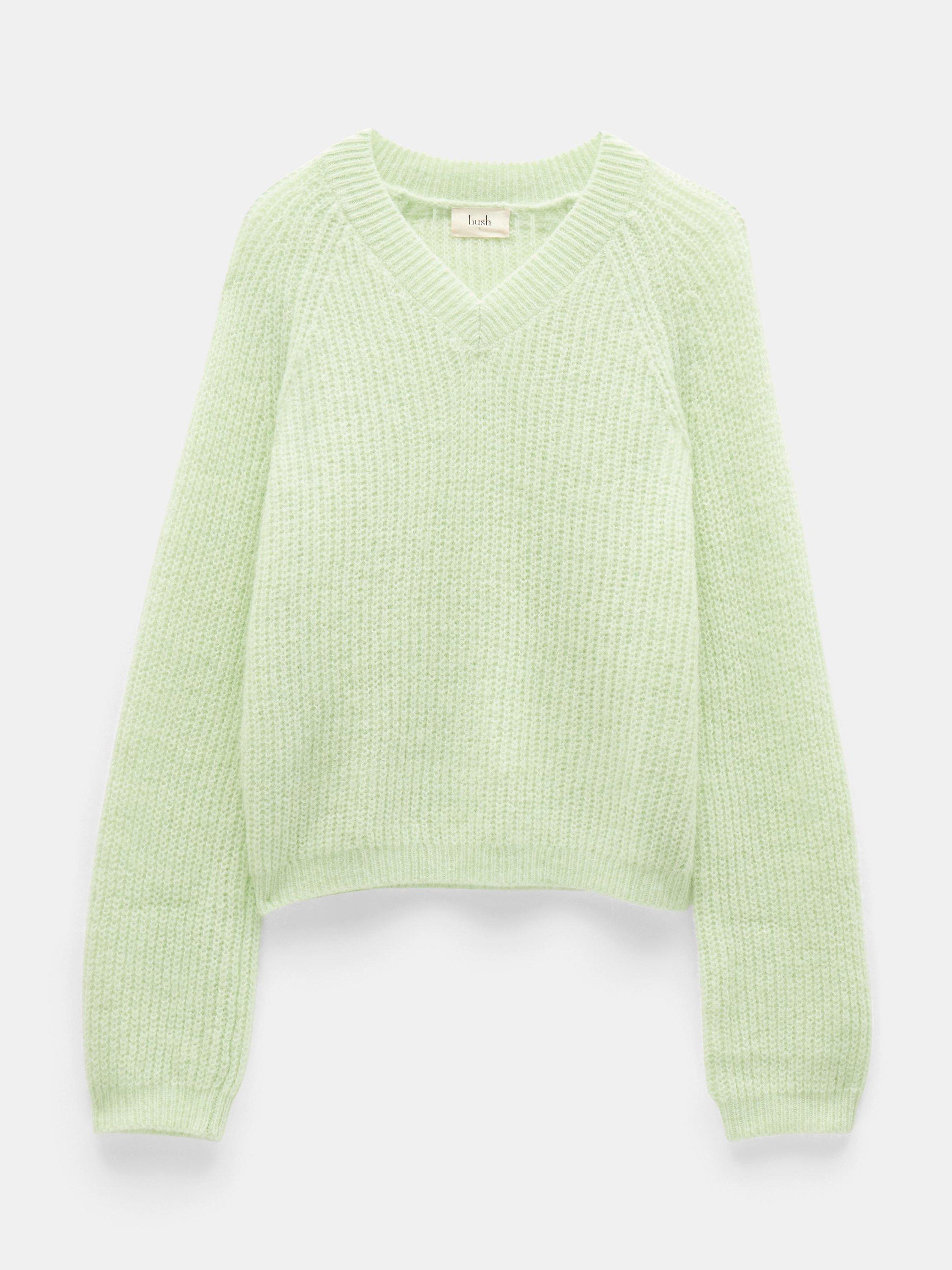 Product image 4 of 5, which shows HUSH Blayney Fluffy Wool Blend Knitted Jumper, Soft Green, XL