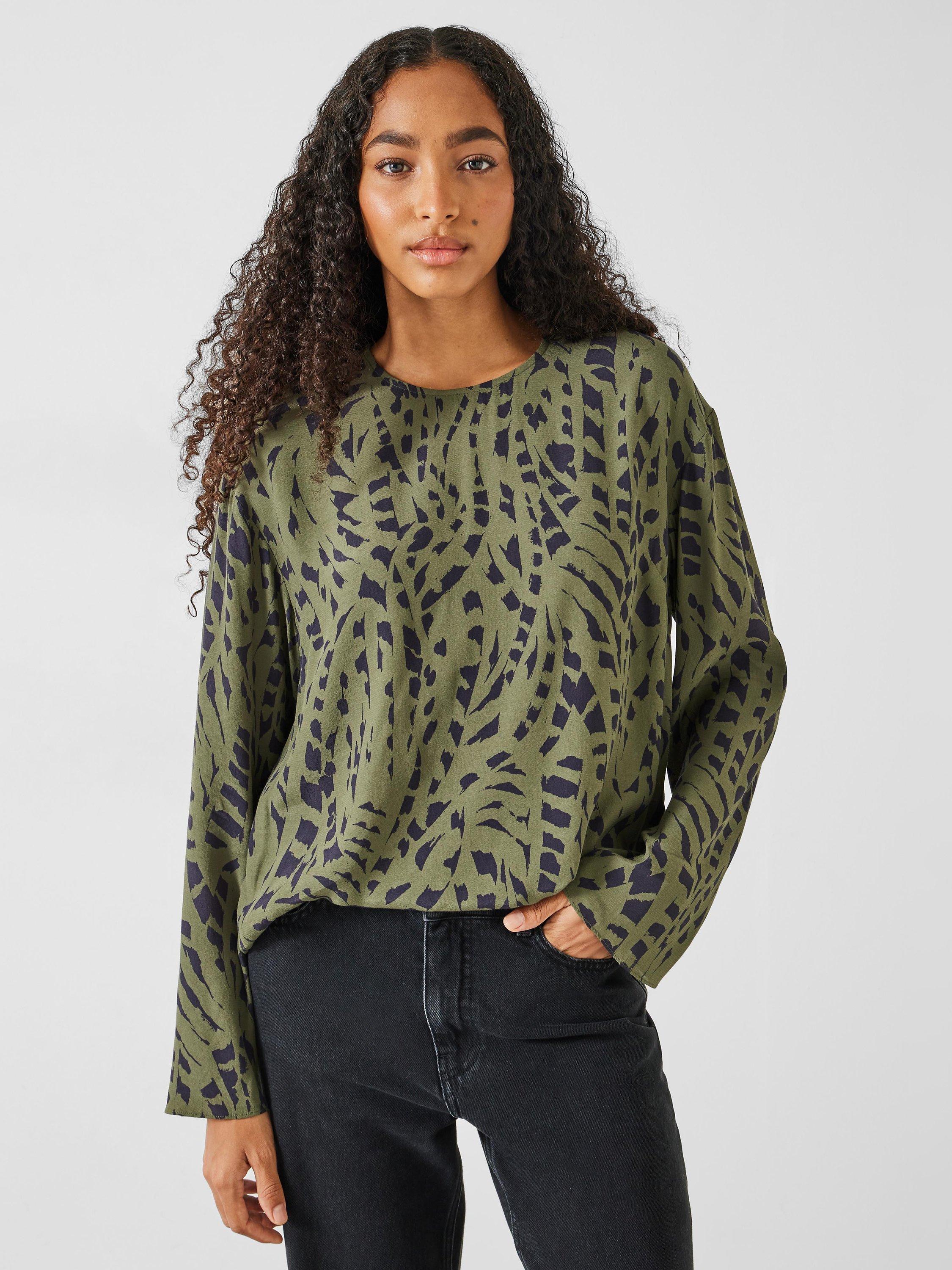 Product image 1 of 5, which shows HUSH Sofia Ecovero Draped Blouse, Khaki Mark, 4
