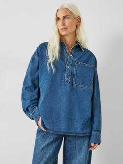 HUSH Daya Cotton Denim Shirt, Mid Authentic Blue - view 2, Mid Authentic Blue