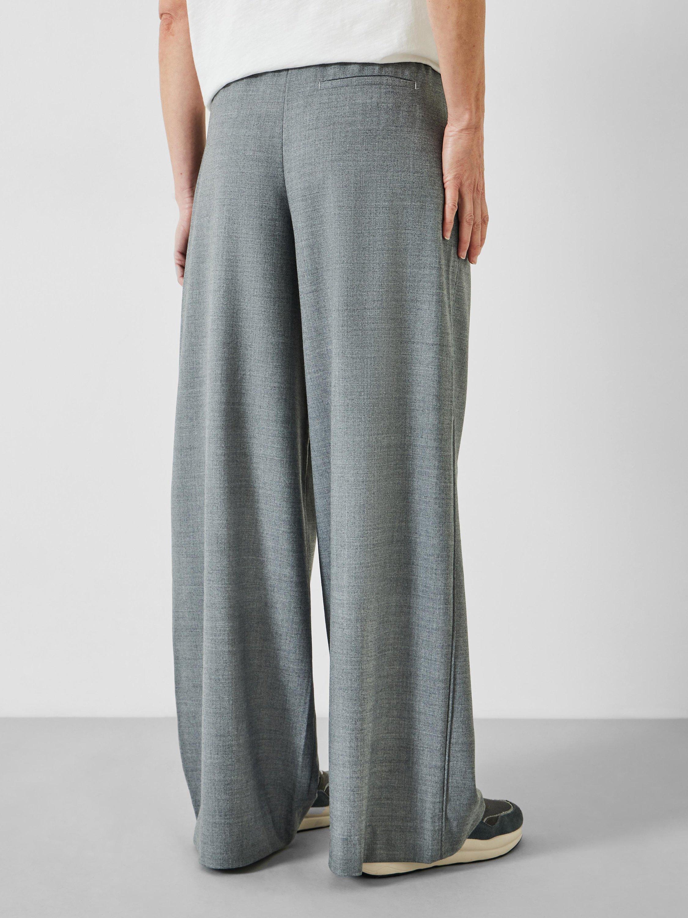 Product image 3 of 5, which shows HUSH Alpa Wide Leg Wool Blend Trousers, Light Grey Marl, 16
