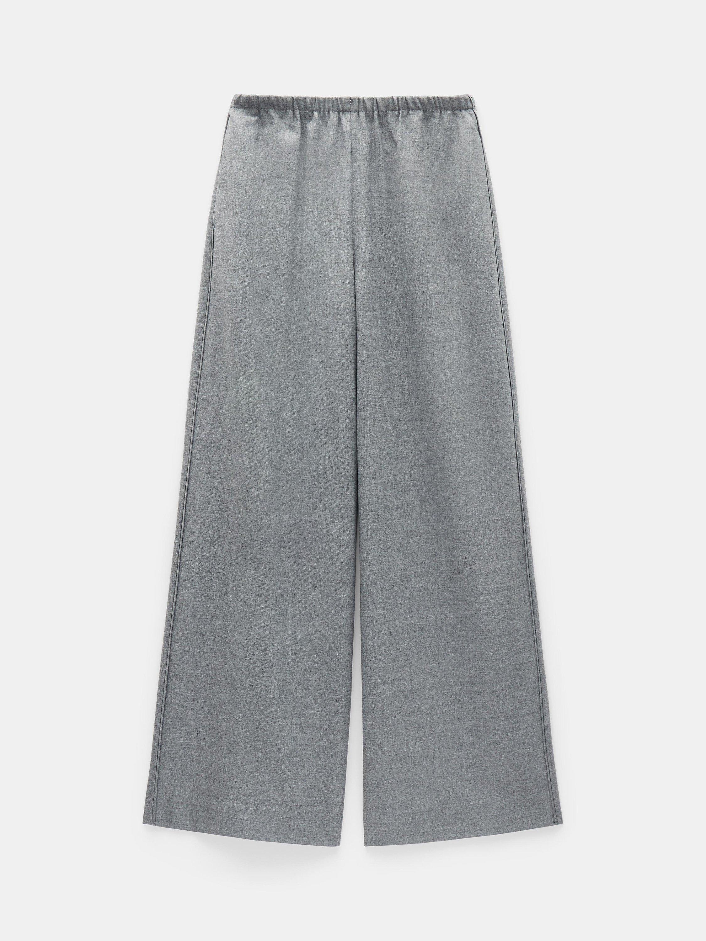 Product image 5 of 5, which shows HUSH Alpa Wide Leg Wool Blend Trousers, Light Grey Marl, 16