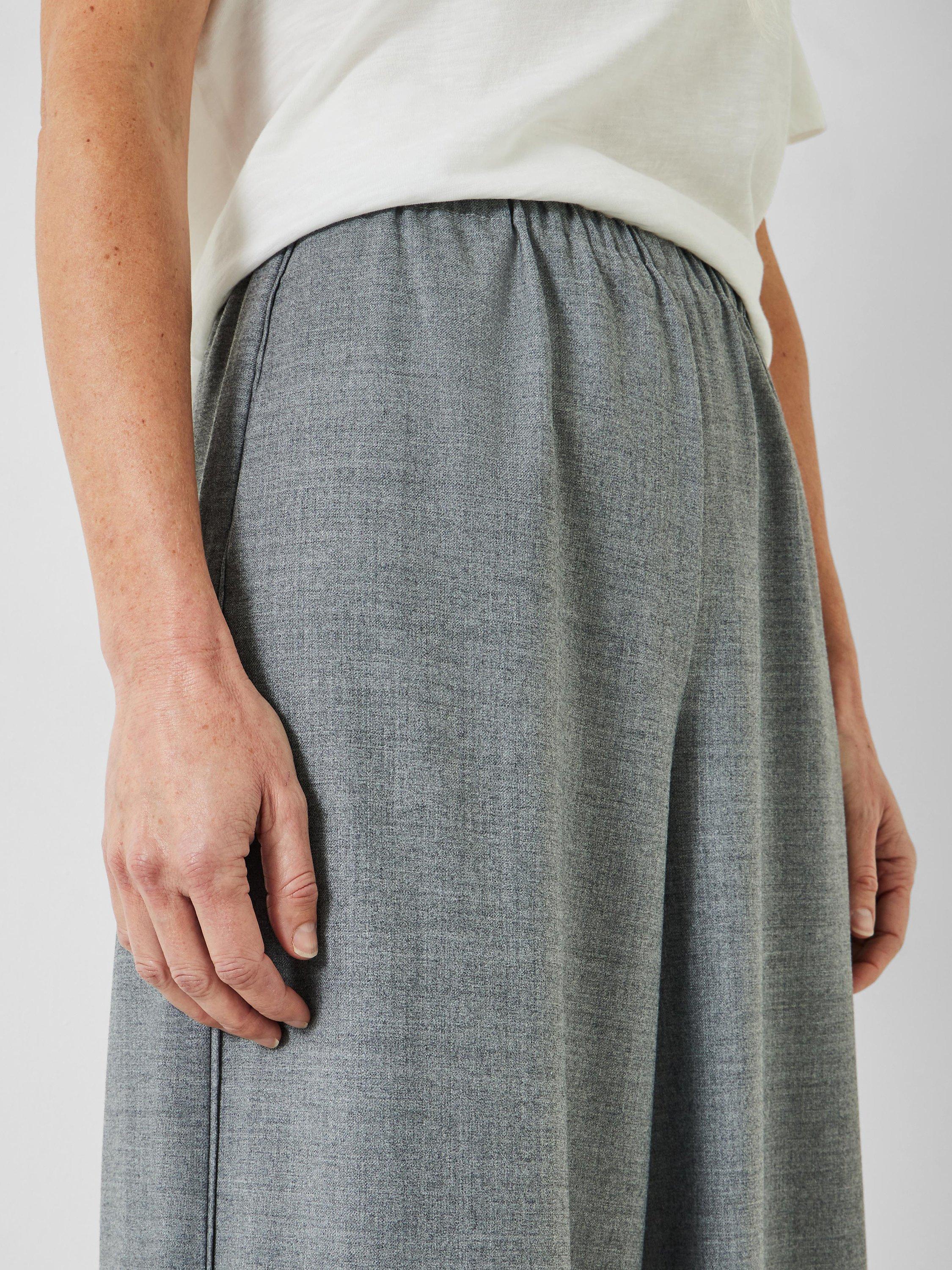 Product image 4 of 5, which shows HUSH Alpa Wide Leg Wool Blend Trousers, Light Grey Marl, 16