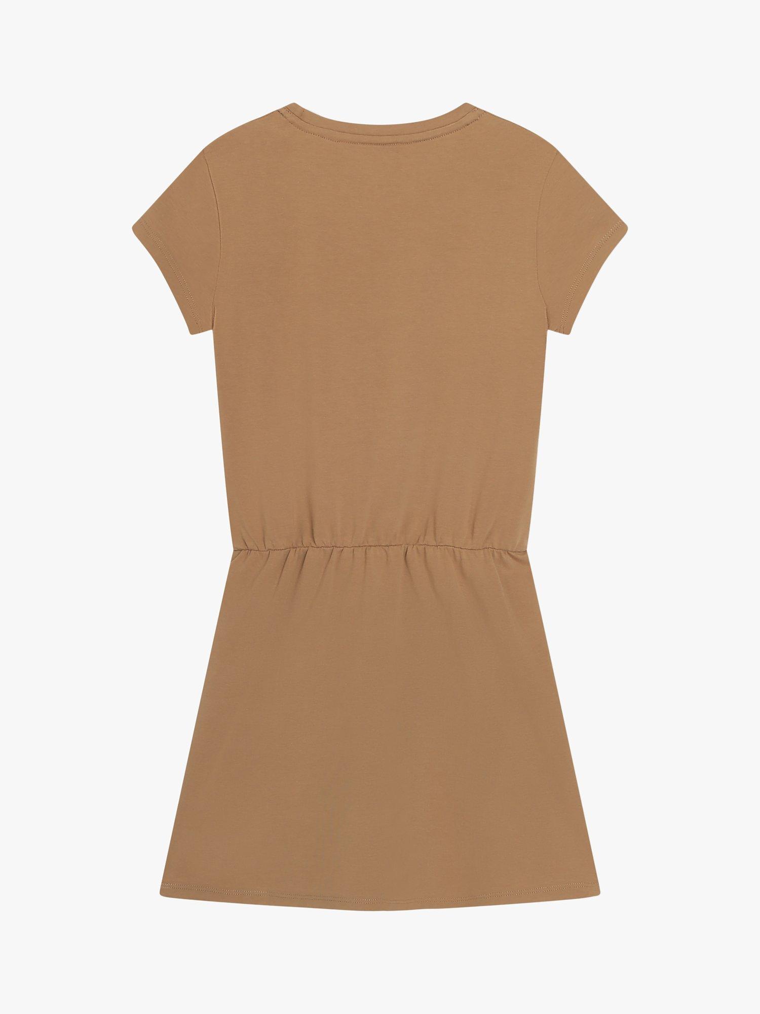 Product image 2 of 3, which shows BOSS Kids' Logo Short Sleeve Jersey Dress, Chocolate, 5 years