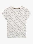 BOSS Kids' Monogram Print Logo Short Sleeve T-Shirt, White