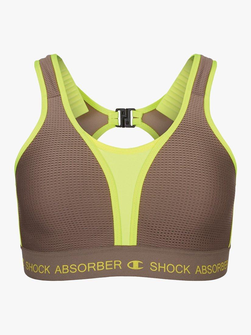 Shock Absorber Ultimate Run Padded Sports Bra, Grey/Yellow