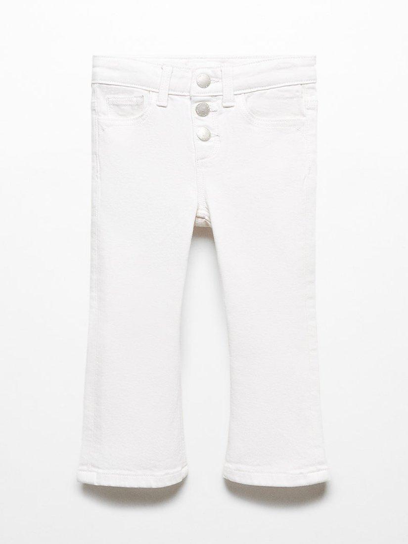 Mango Kids' Flare Button Jeans, White