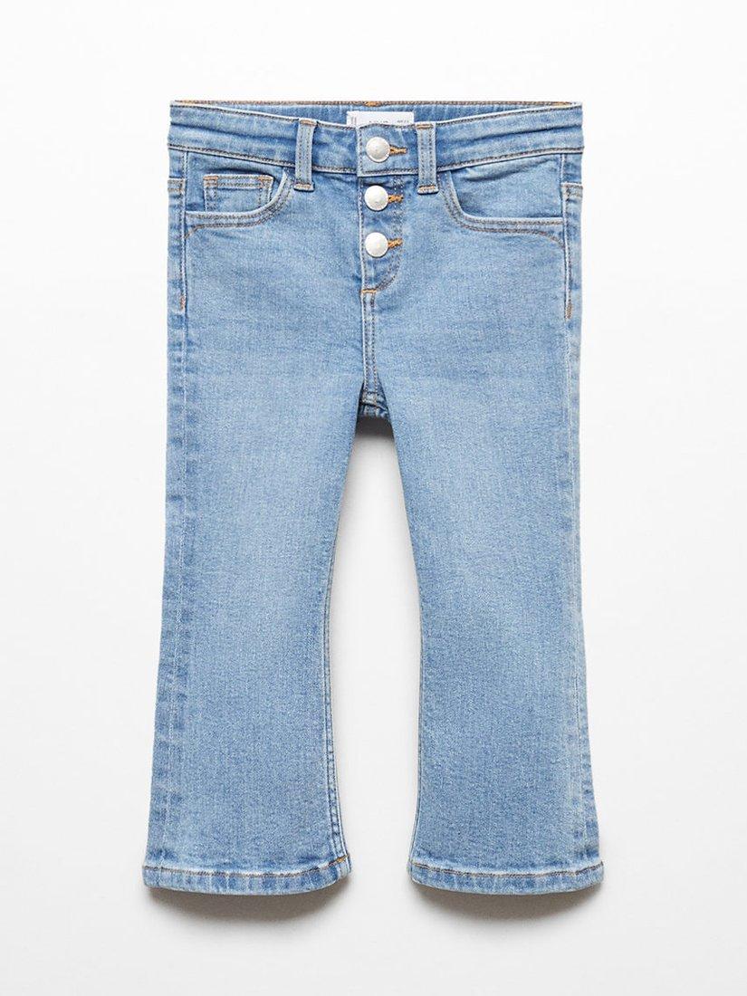 Mango Kids' Flare Button Jeans, Open Blue