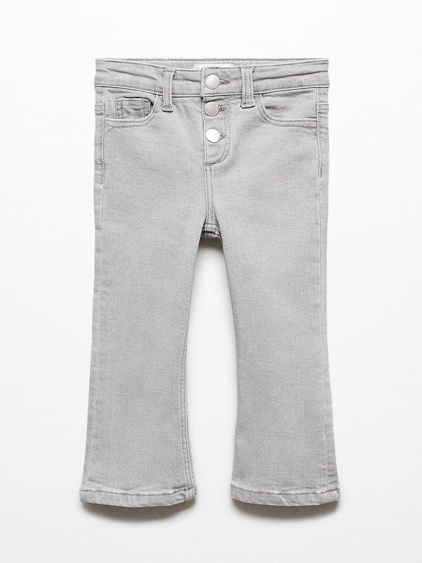 Mango Kids' Flare Button Jeans, Open Grey