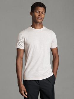 Reiss Bless Cotton Blend Crew Neck T-Shirt, Wheat Melange