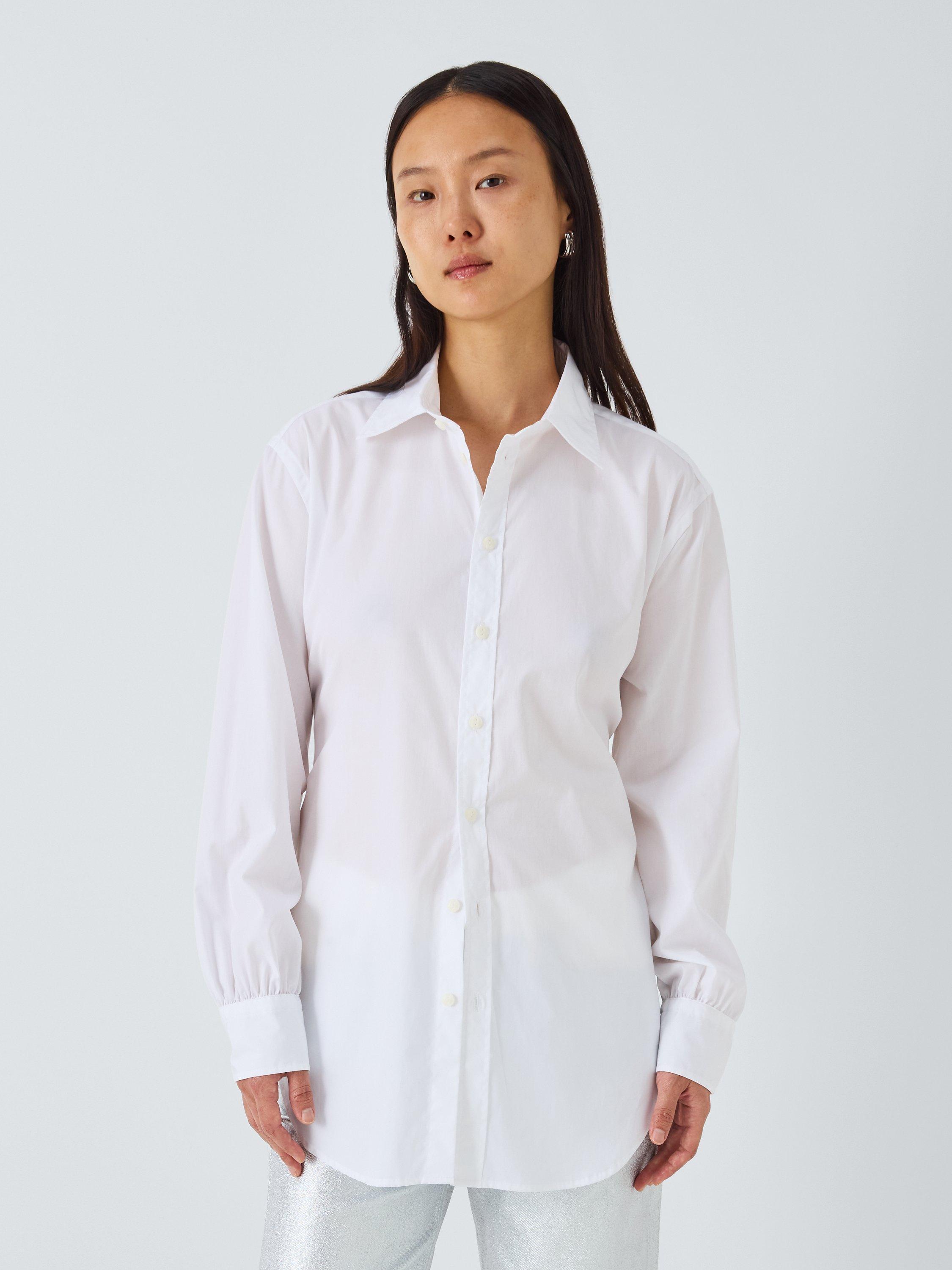 Product image 1 of 6, which shows rag & bone Ellison Poplin Shirt, White, S