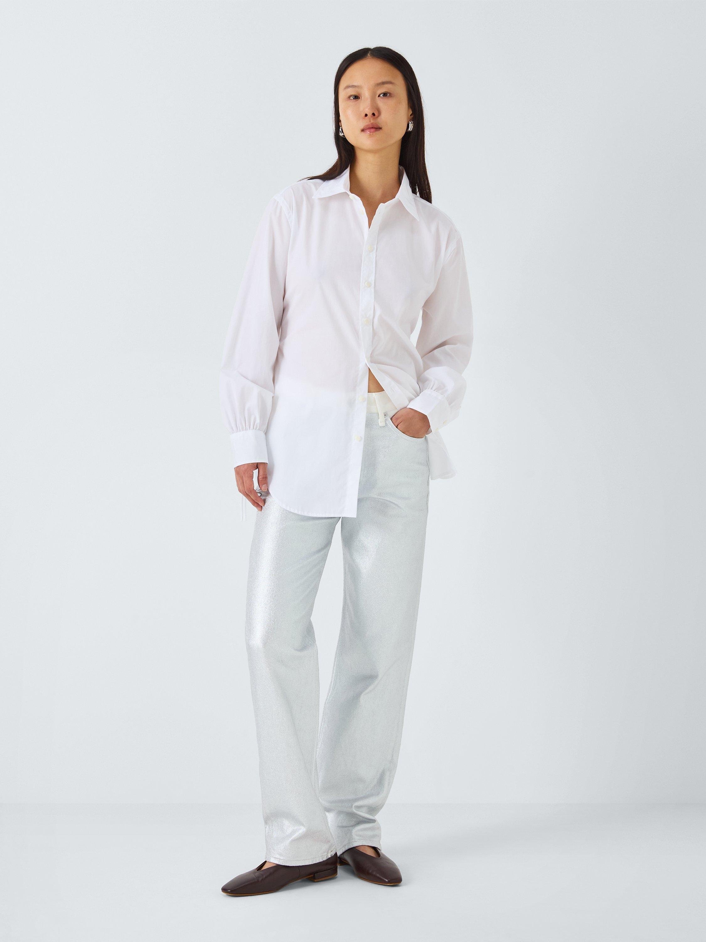 Product image 3 of 6, which shows rag & bone Ellison Poplin Shirt, White, S