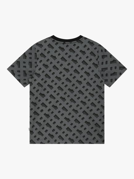BOSS Kids' Slim Fit Monogram Print Logo Short Sleeve T-Shirt, Black - view 2, Black