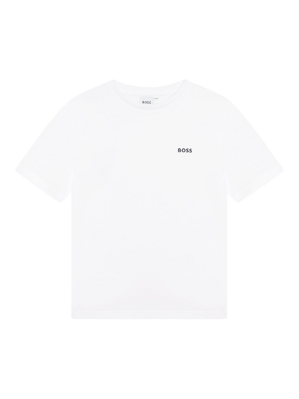BOSS Kids' Small Logo Short Sleeve T-Shirt, White, White