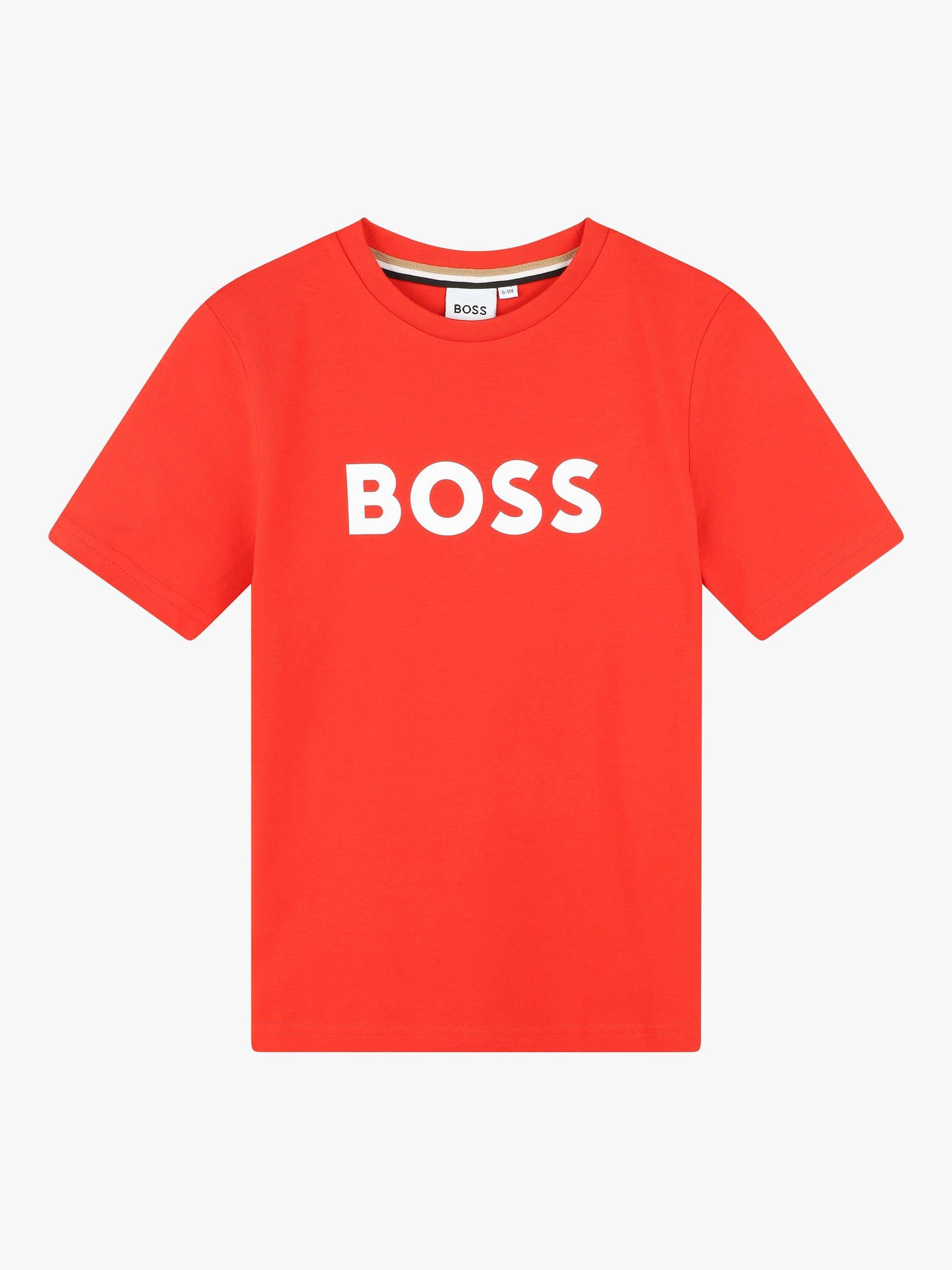 BOSS Kids' Logo Short Sleeve T-Shirt, Red
