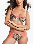Panache Nina Leopard Print Balcony Bra, Coral/Multi