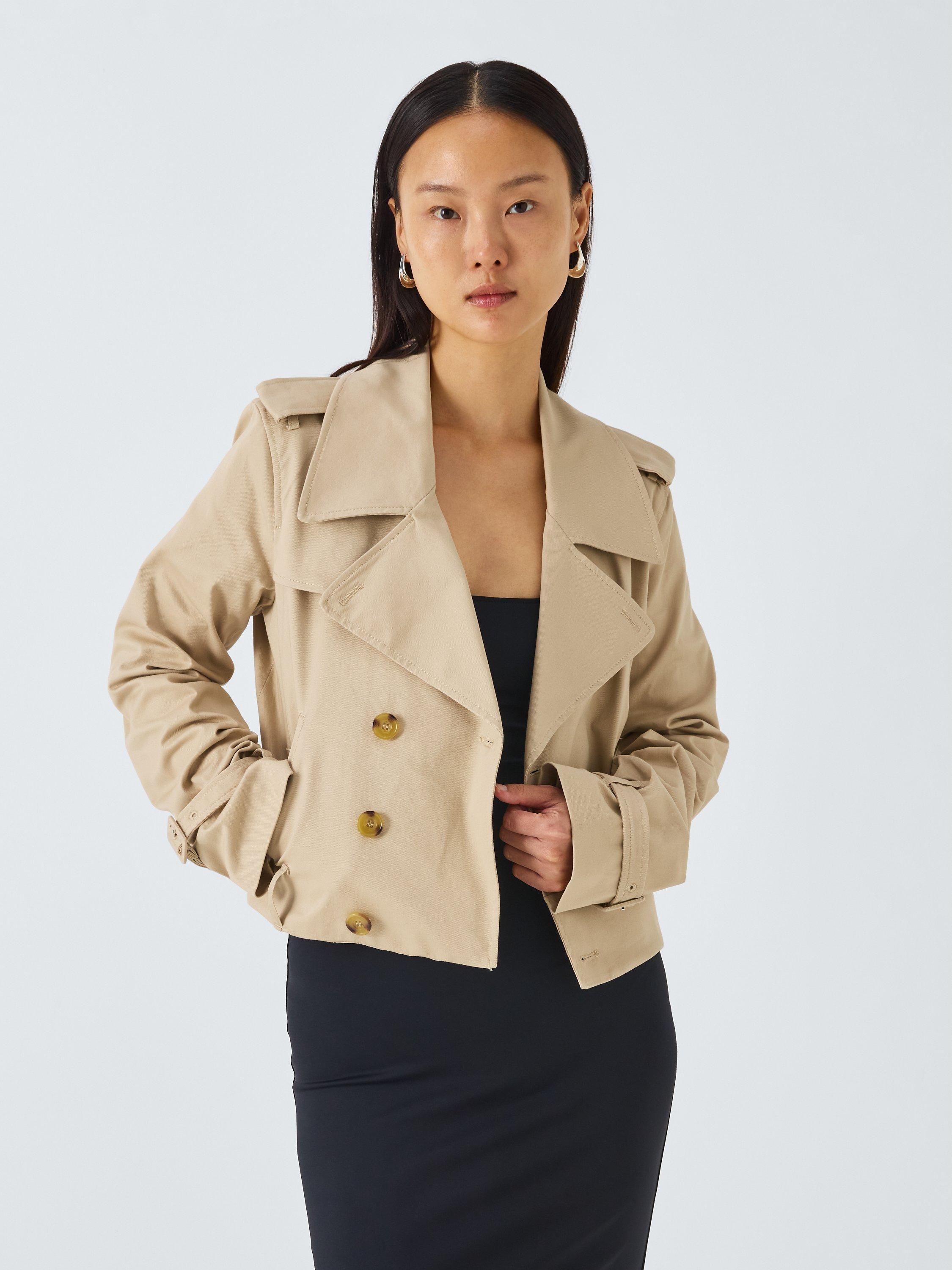 Good American Chino Cropped Trench Coat, Champagne