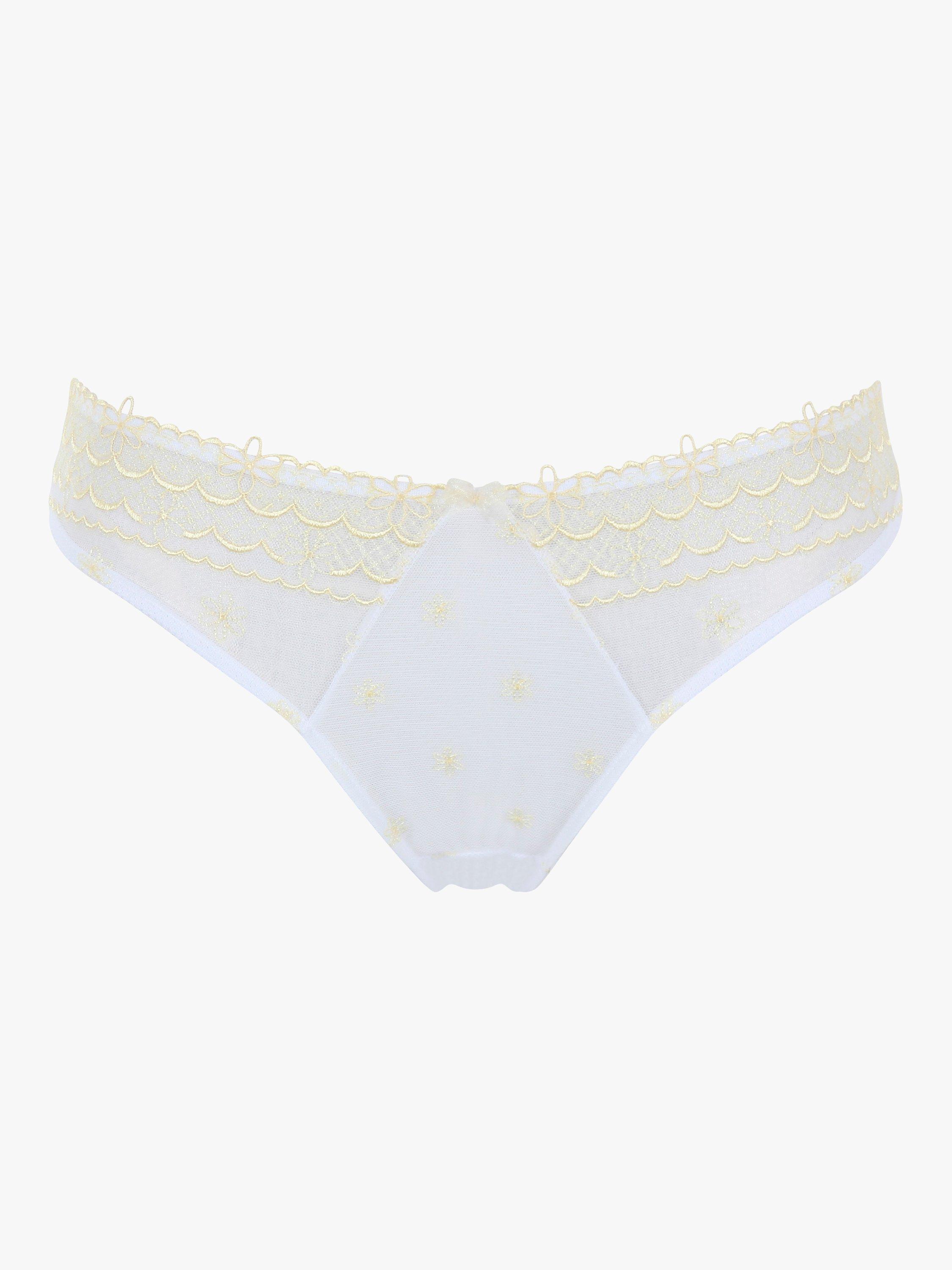 Product image 2 of 2, which shows Cleo Blossom Brazilian Briefs, White/Lemon, 16