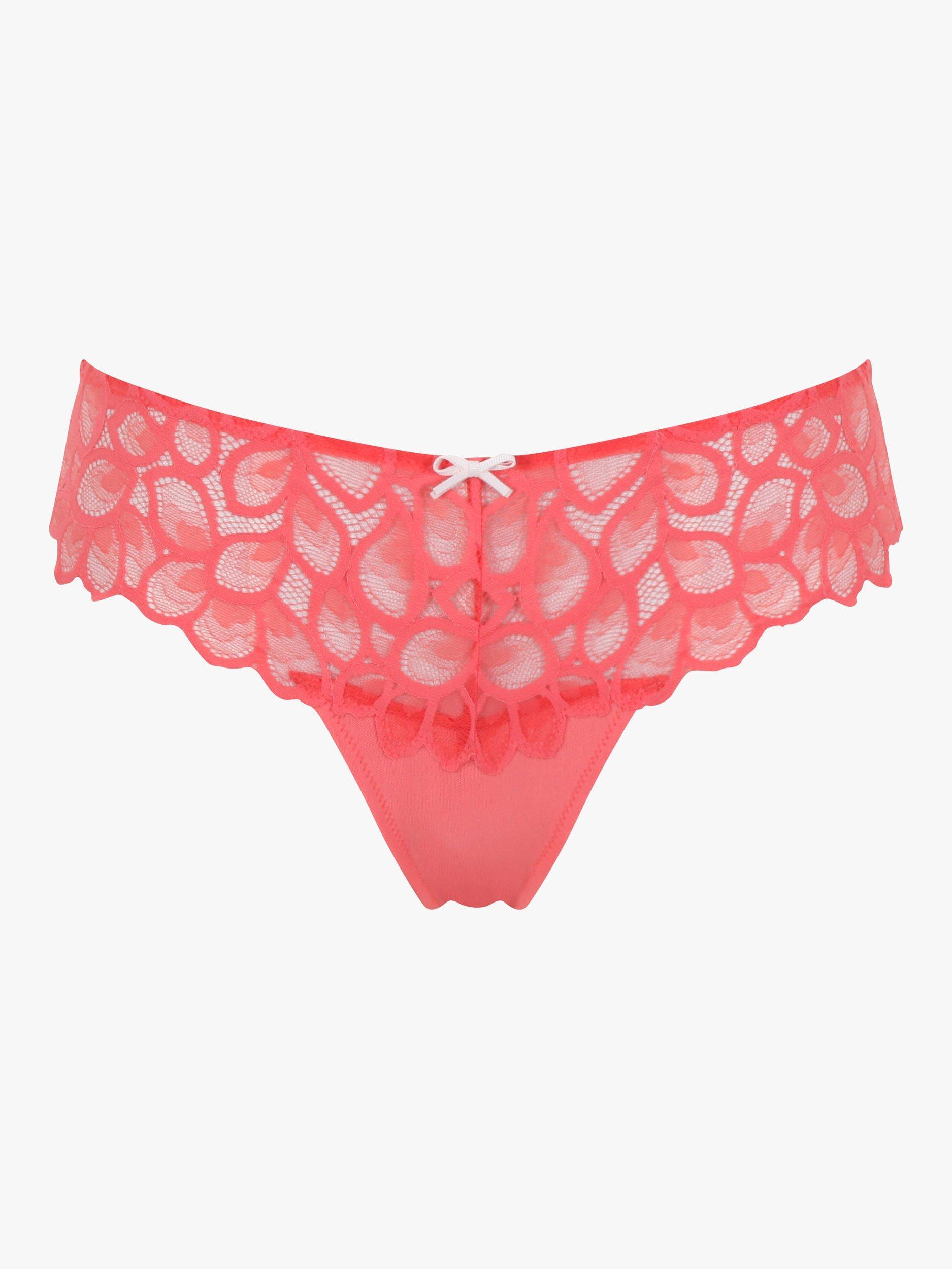 Panache Allure Lace Panel Thong, Coral