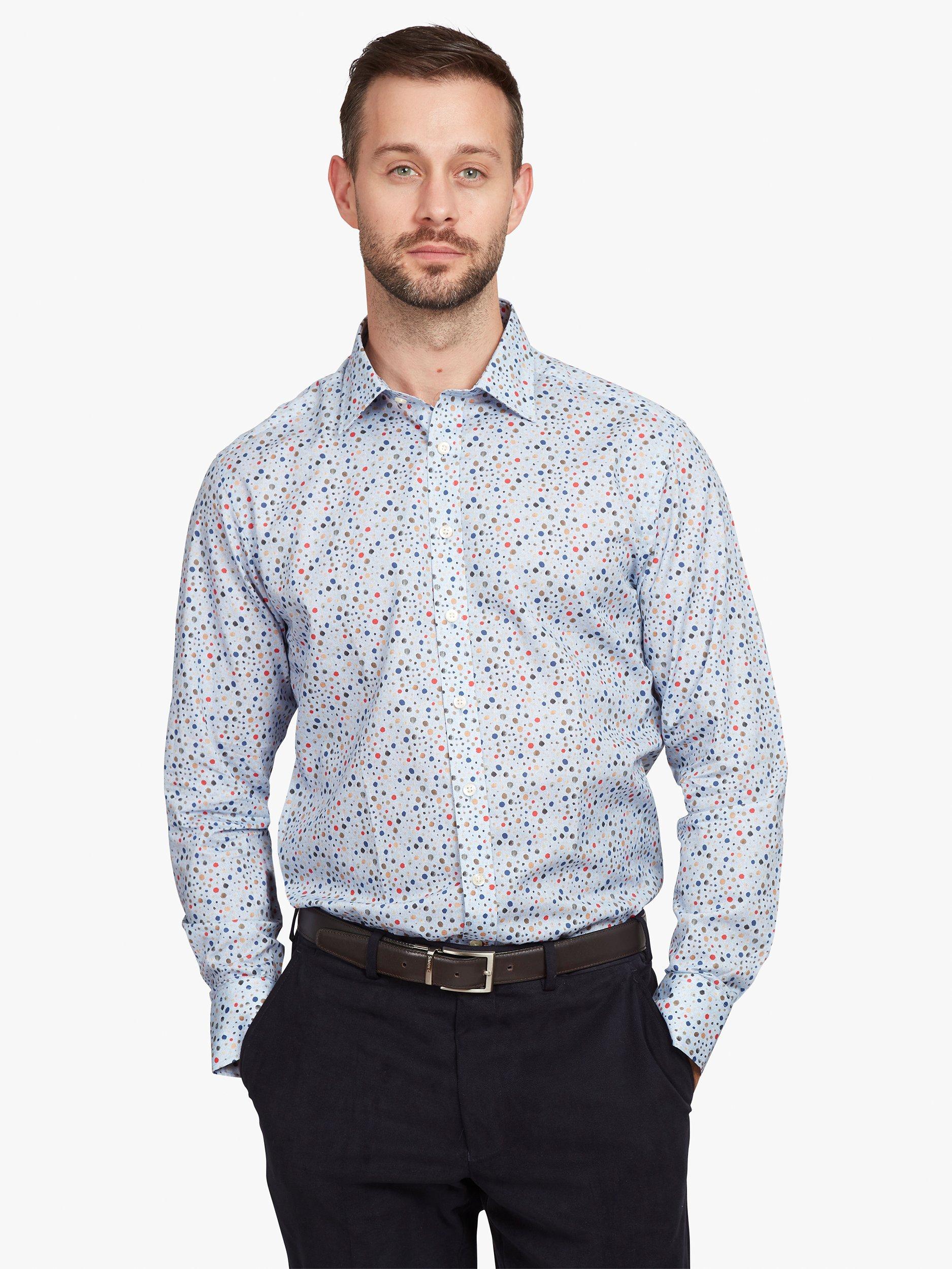 Simon Carter Spots Print Long Sleeve Shirt, Blue/Multi