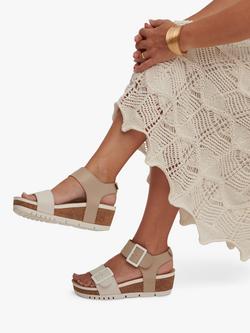 Josef Seibel Quinn 02 Leather Wedge Sandals - view 2, Brown/White