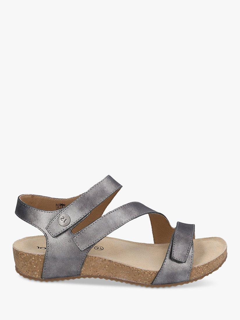 Product image 1 of 5, which shows Josef Seibel Tonga 25 Leather Triple Strap Sandals, Anthracite, 3