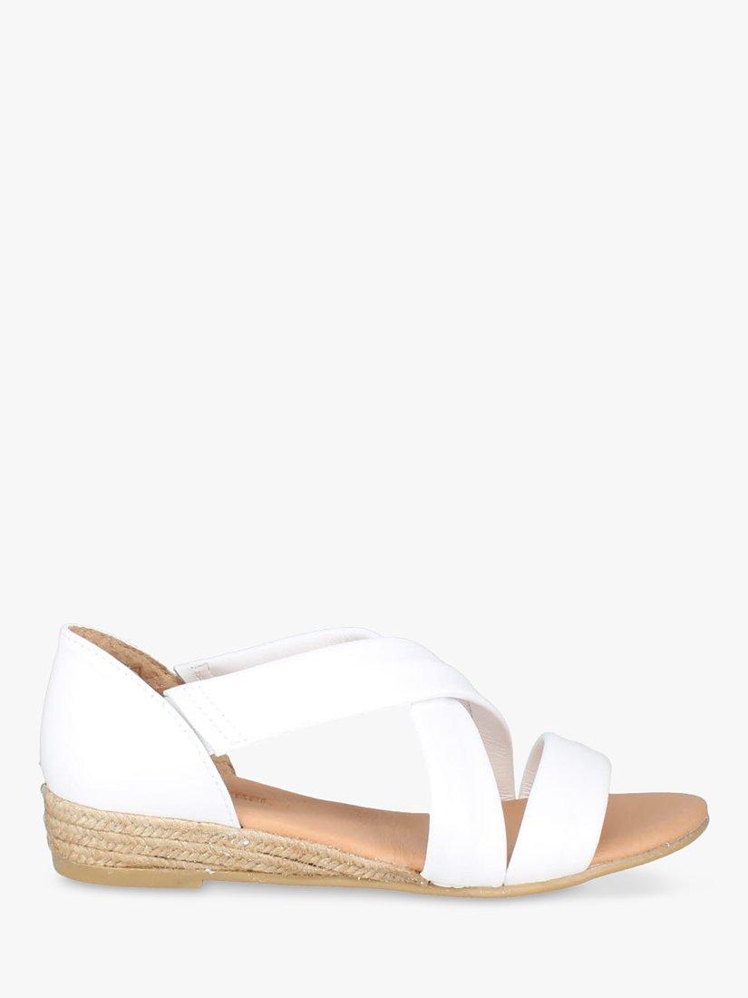 Product image 1 of 5, which shows Josef Seibel Grace Leather Cross Strap Wedge Sandals, White, 9