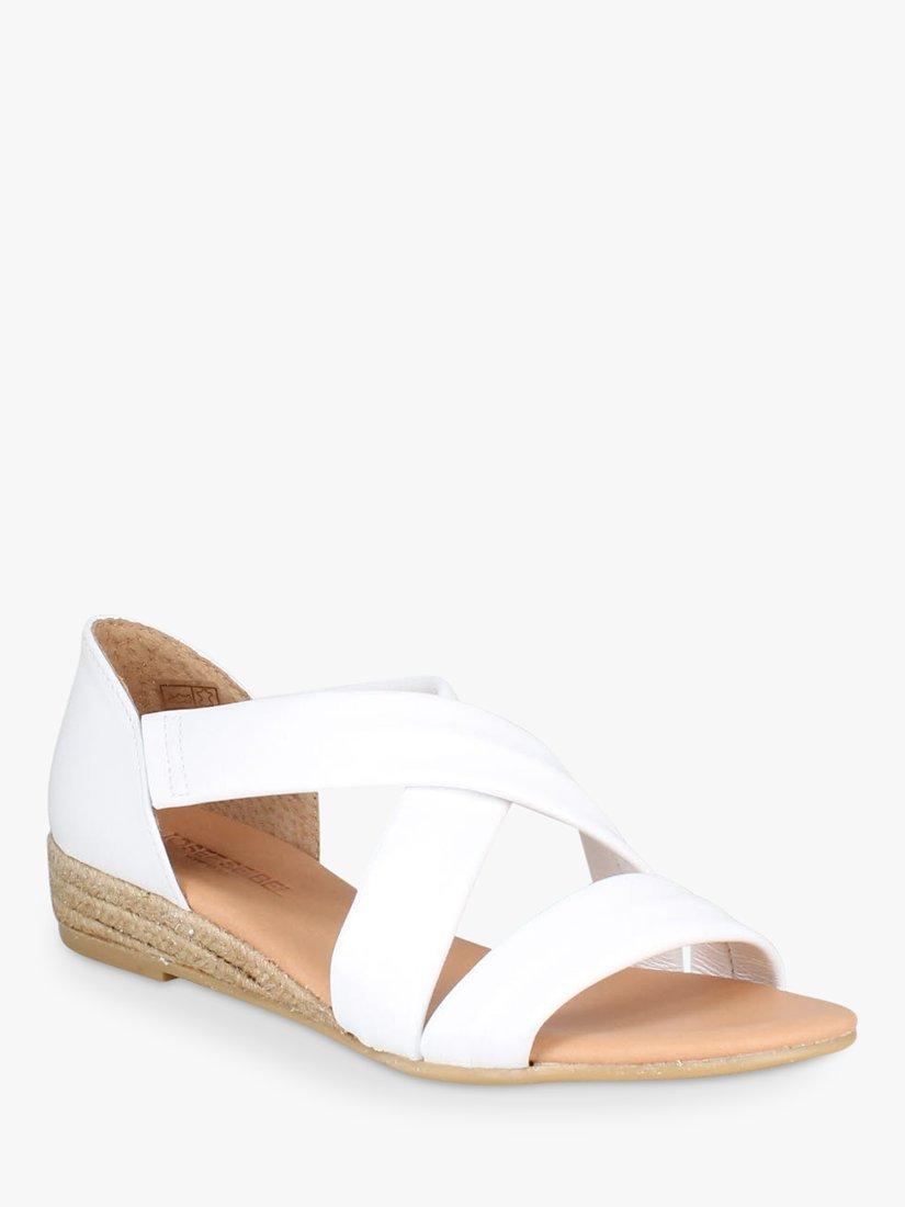 Product image 3 of 5, which shows Josef Seibel Grace Leather Cross Strap Wedge Sandals, White, 9