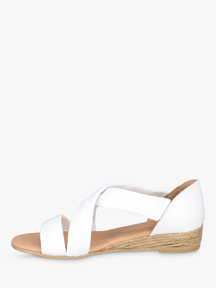 Product image 4 of 5, which shows Josef Seibel Grace Leather Cross Strap Wedge Sandals, White, 9