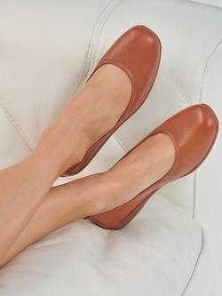 Josef Seibel Fenja 01 Leather Ballet Pumps, Brown - view 2, 