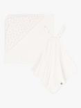 Petit Bateau Baby Bath Wrap & Comforter, Marshmallow/Gris