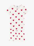 Petit Bateau Kids' Heart Print Short Pyjamas, Marshmallow/Terkuit