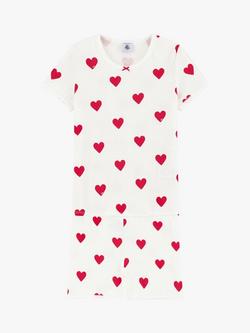 Petit Bateau Kids' Heart Print Short Pyjamas, Marshmallow/Terkuit - view 2, Marshmallow/Terkuit