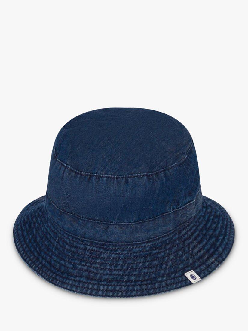 Product image 1 of 3, which shows Petit Bateau Baby Organic Cotton Denim Bucket Hat, Denim, 12-18 months