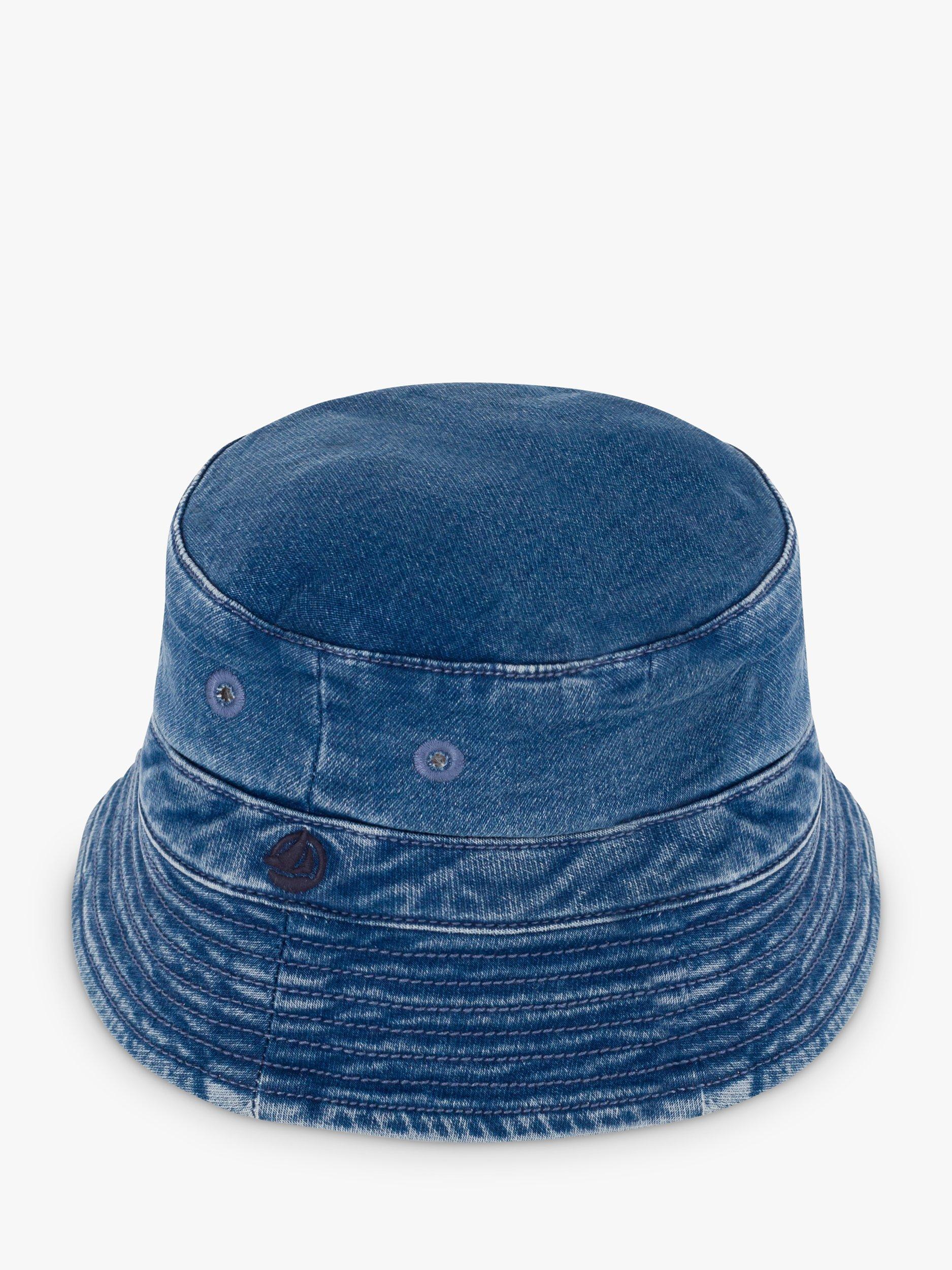 Product image 3 of 5, which shows Petit Bateau Kids' Denim Sun Hat, Bleu Delave, 3-4 years