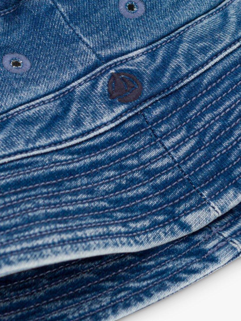 Product image 5 of 5, which shows Petit Bateau Kids' Denim Sun Hat, Bleu Delave, 3-4 years