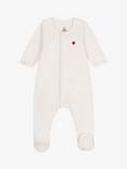 Petit Bateau Baby Heart Velour Bodyjamas, Marshmallow