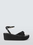 John Lewis Kimi Leather Spaghetti Strap Knotted Wedge Sandals, Black