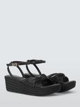 John Lewis Kimi Leather Spaghetti Strap Knotted Wedge Sandals, Black