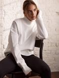 Mint Velvet Seam Detail Turtle Neck Sweatshirt, White Ivory