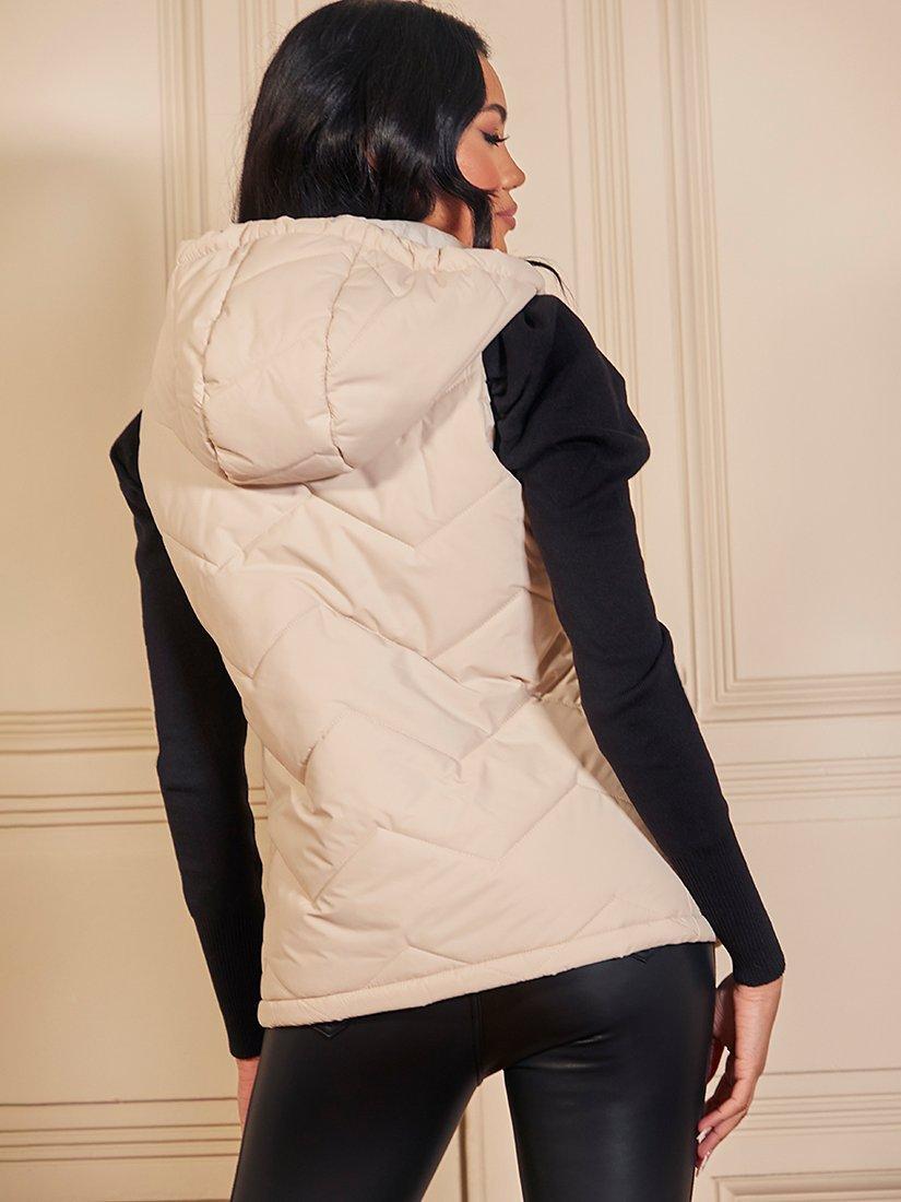 Chi Chi London Puffer Gilet, Cream, 6