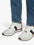 Dune Treck Leather Stripe Webbing Lace Up Trainers, White-leather