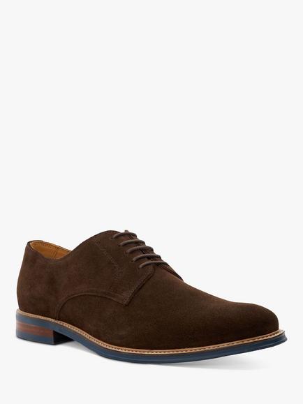 Dune London Stanleyyy Gibson Suede Shoes, Brown - view 2, Brown-suede