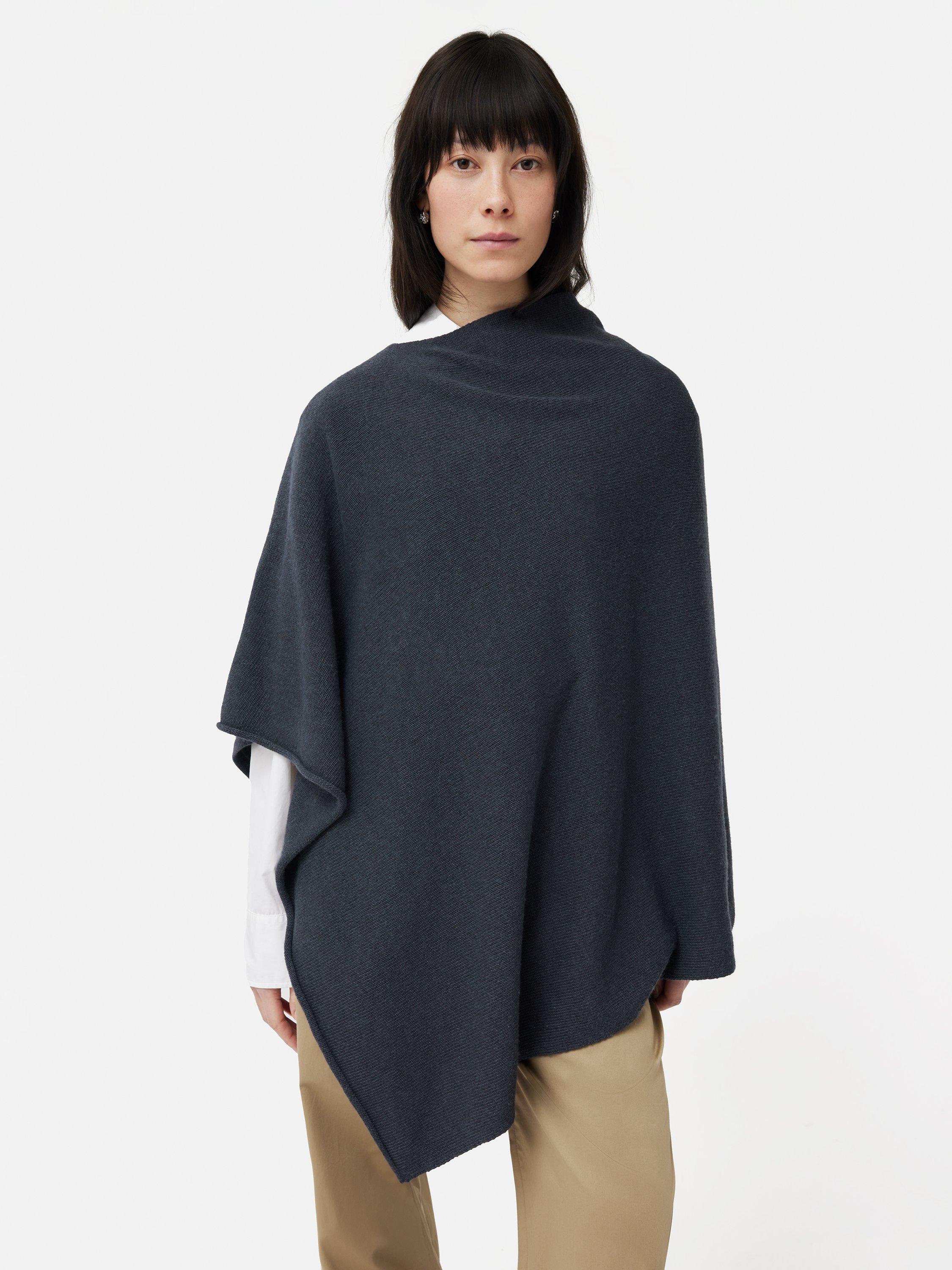 Jigsaw Wool Cashmere Blend Poncho, Slate, One Size