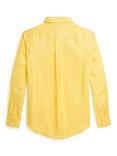 Ralph Lauren Kids' Linen Signature Logo Sport Shirt, Light Yellow