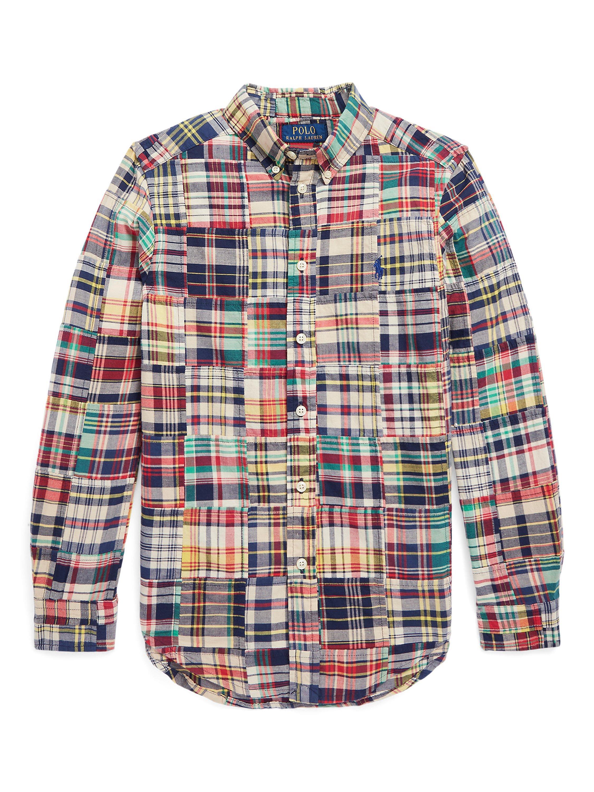 Ralph Lauren Kids Patchwork Madras Signature Logo Sport Shirt Multi