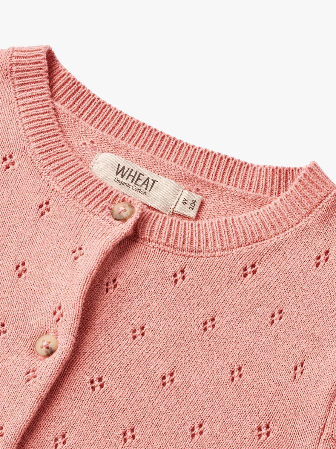 WHEAT Kids' Maia Organic Cotton Cardigan, Rosette, 6 years